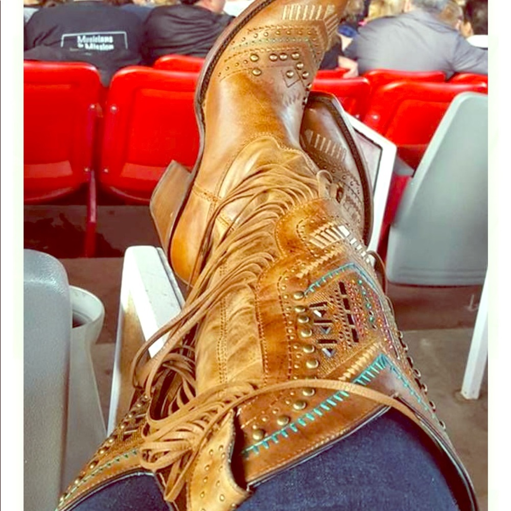 Multicolor Crystal and Fringe Cowgirl Boot